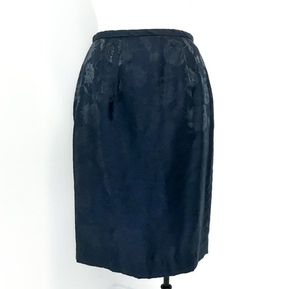 Dior 10P Metallic Floral Formal Skirt Suit Navy - Picture 8 of 15